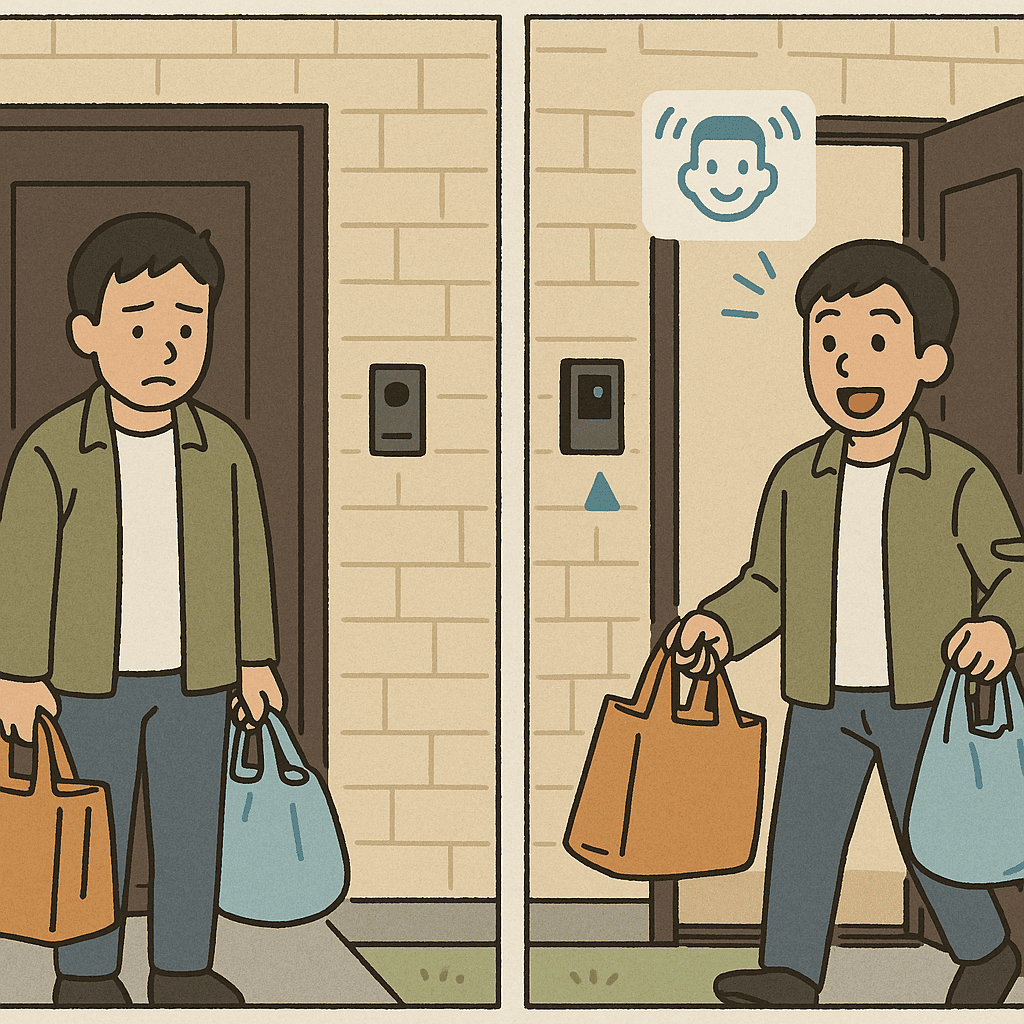 新建案住戶小林體驗人臉鎖